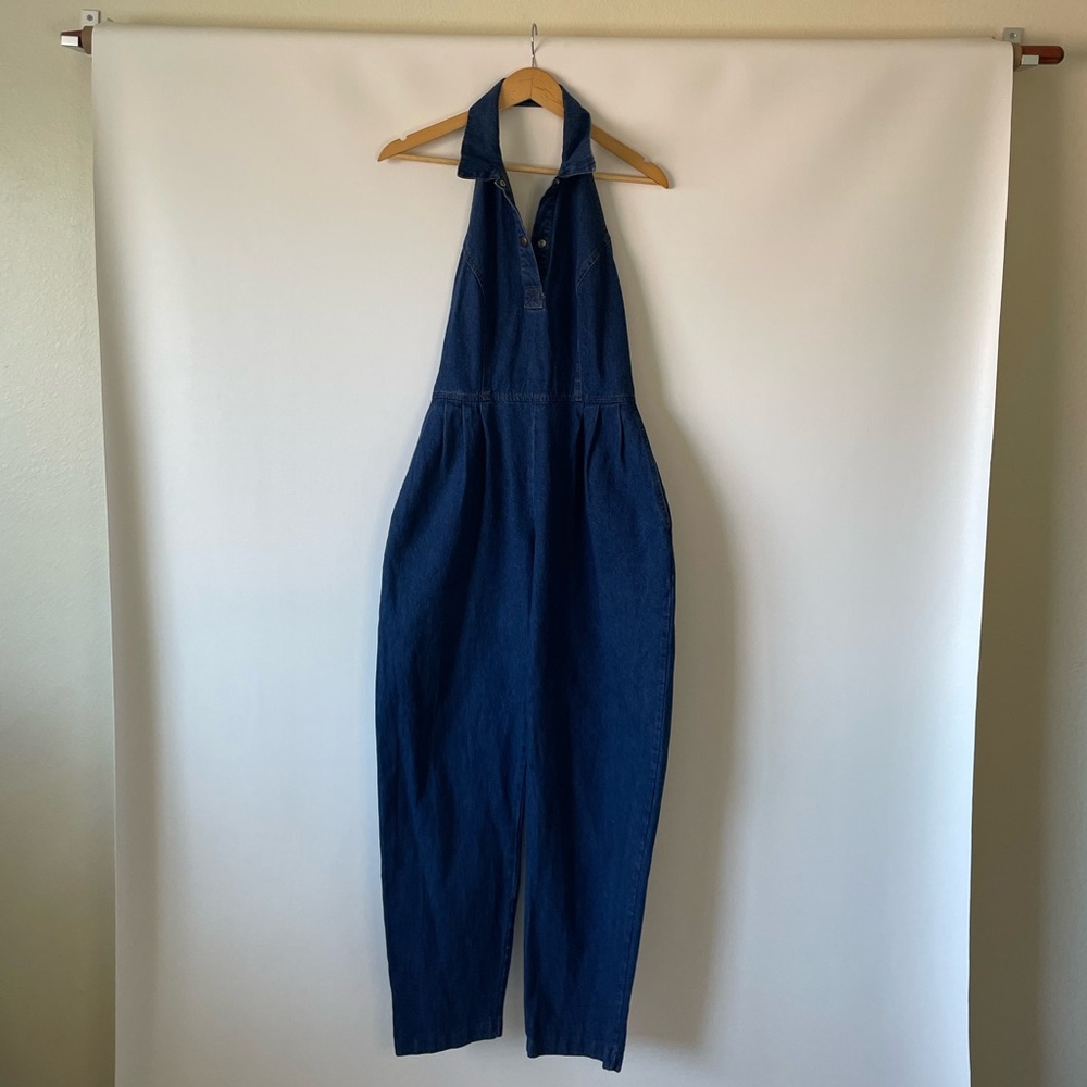Vintage Blue Denim Halter Jumpsuit